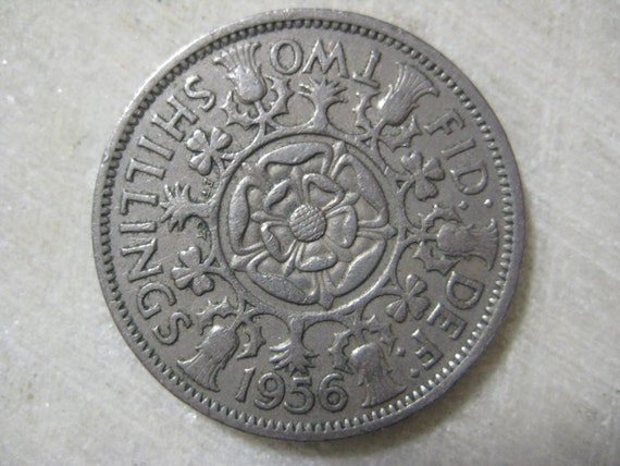 1956年イギリス、2シリング硬貨 - エリザベス2世初の肖像画 - Etsy 日本