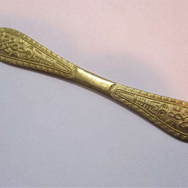 Vintage Propeller Shape Brass Bar Pin Stamping/Finding/Jewelry Component, 3 1/2 Inches by 1/2 Inch, Hollow Back Side, 1 pc.