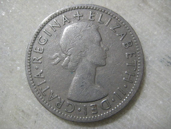 1956年イギリス、2シリング硬貨 - エリザベス2世初の肖像画 - Etsy 日本