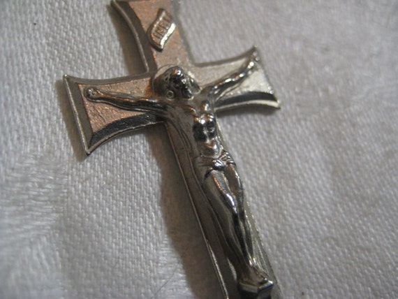 Vintage  Silvertone Pectoral Crucifix Cross, Silv… - image 2