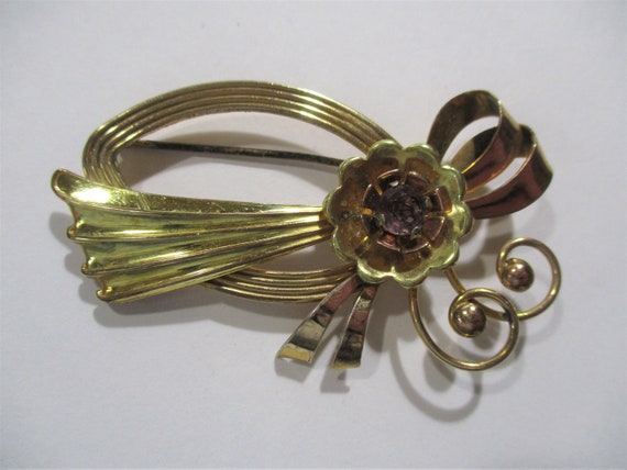Vintage Harry Iskin Gold Filled Bow and Flower Sp… - image 8