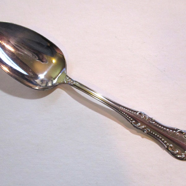 Vintage Serving Spoon, "Carlton" Pattern, A1 Nickel Silverplate Cutlery, Flatware, Unused Factory Stock, 1898 Wm A Rogers 7 3/4", 1 pc