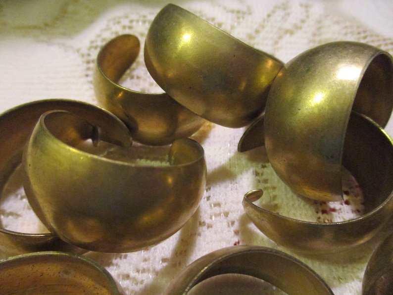 Vintage Earring Hoops Pierced Earring Base Jewelry ComponentFindings 1.5 38mm 1 pr. 1960s Wide Solid Stamped Brass Post Mountings