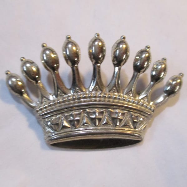Vintage Sterling Silver Crown Brooch Pin,  5.1 Grams, 45mm by 35mm, 1 Pc. (CRMI)