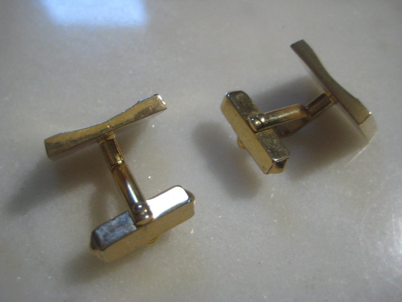 Men/'s Jewelry 1960s Mid-Century Swank Gold Tone Vintage Cuff Links 1 Pair 18mmx15mm