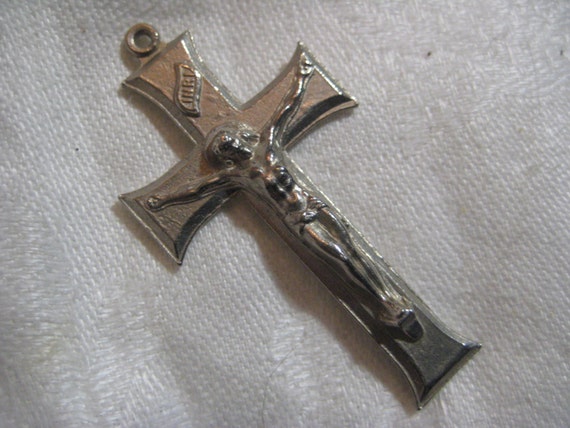 Vintage  Silvertone Pectoral Crucifix Cross, Silv… - image 4