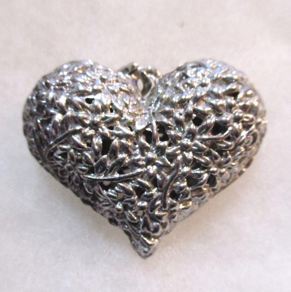 Filigree Reversible Puffy Heart Pendant Sterling Silver, Pendant Only Filigree Reversible Puffy Heart Pendant Sterling Silver, Pendant Only
