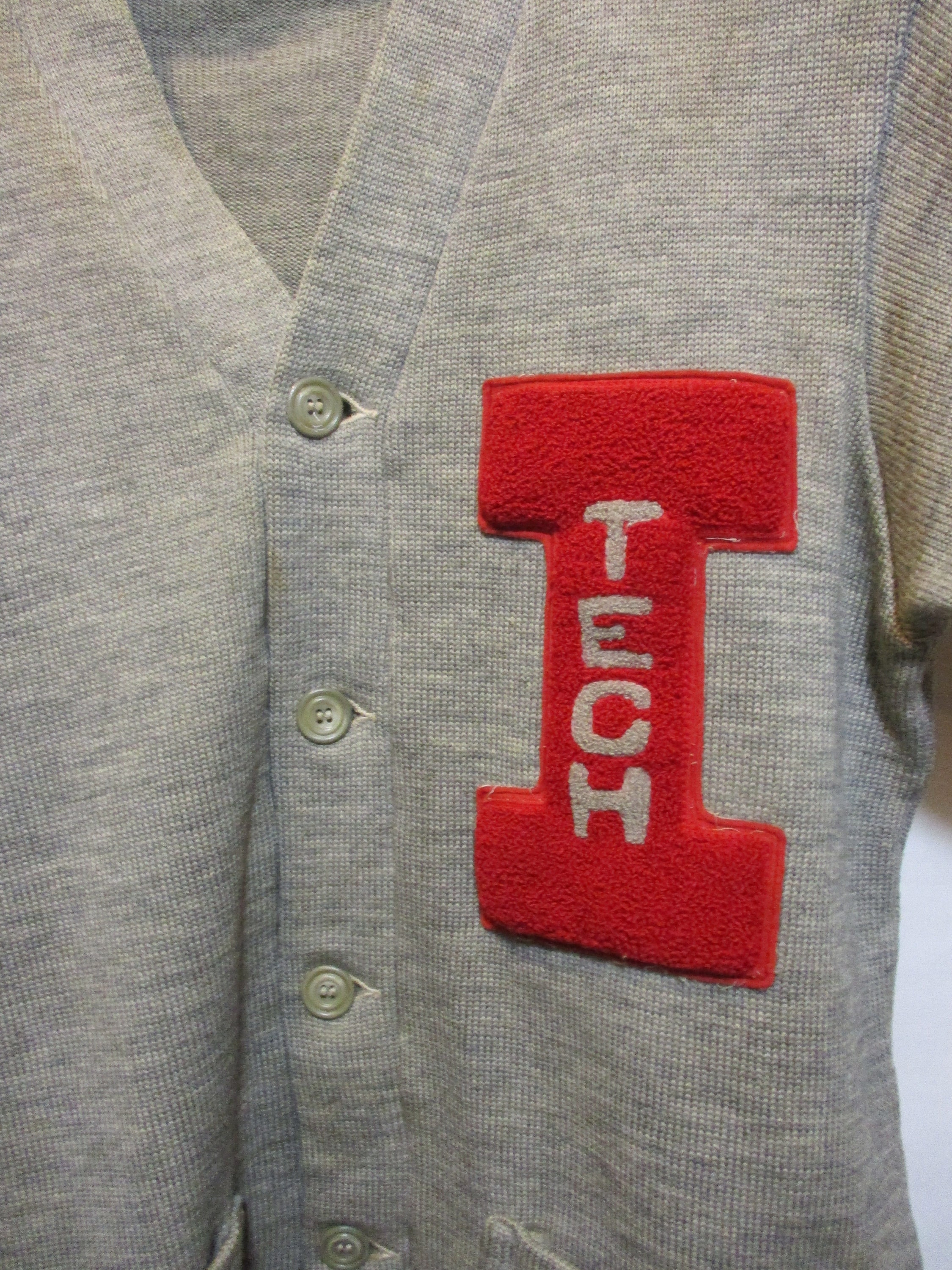 Vintage 1940/50 Men's Wool Varsity Letter Sweater, i Tech, Wilson Sports Equipment, Size 42, Gray Wool With Red, Button Front, Size 42 - Etsy Vintage 1940/50 Men's Wool Varsity Letter Sweater, i Tech, Wilson Sports Equipment, Size 42, Gray Wool With Red, Button Front, Size 42 - Etsy