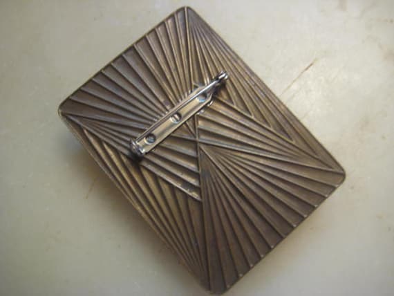 Vintage Brooch, 1980 Art Nouveau Style Rectangle … - image 5