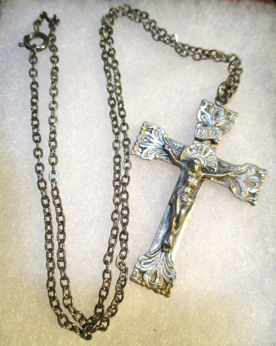 Vintage  Religious Sterling Silver Crucifix Cross… - image 6
