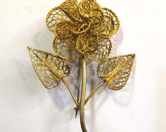 Broche vintage en filigrane filigrane en émail 800, bijoux en émail - France