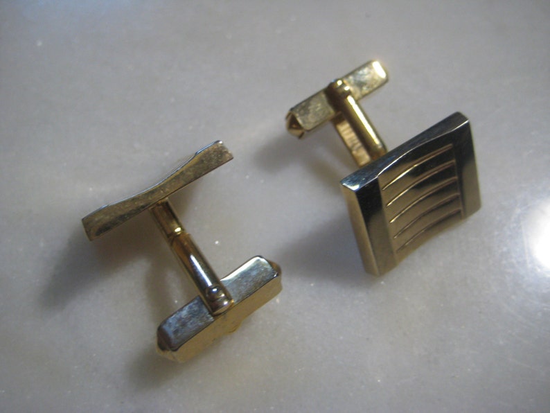 Men/'s Jewelry 1960s Mid-Century Swank Gold Tone Vintage Cuff Links 1 Pair 18mmx15mm