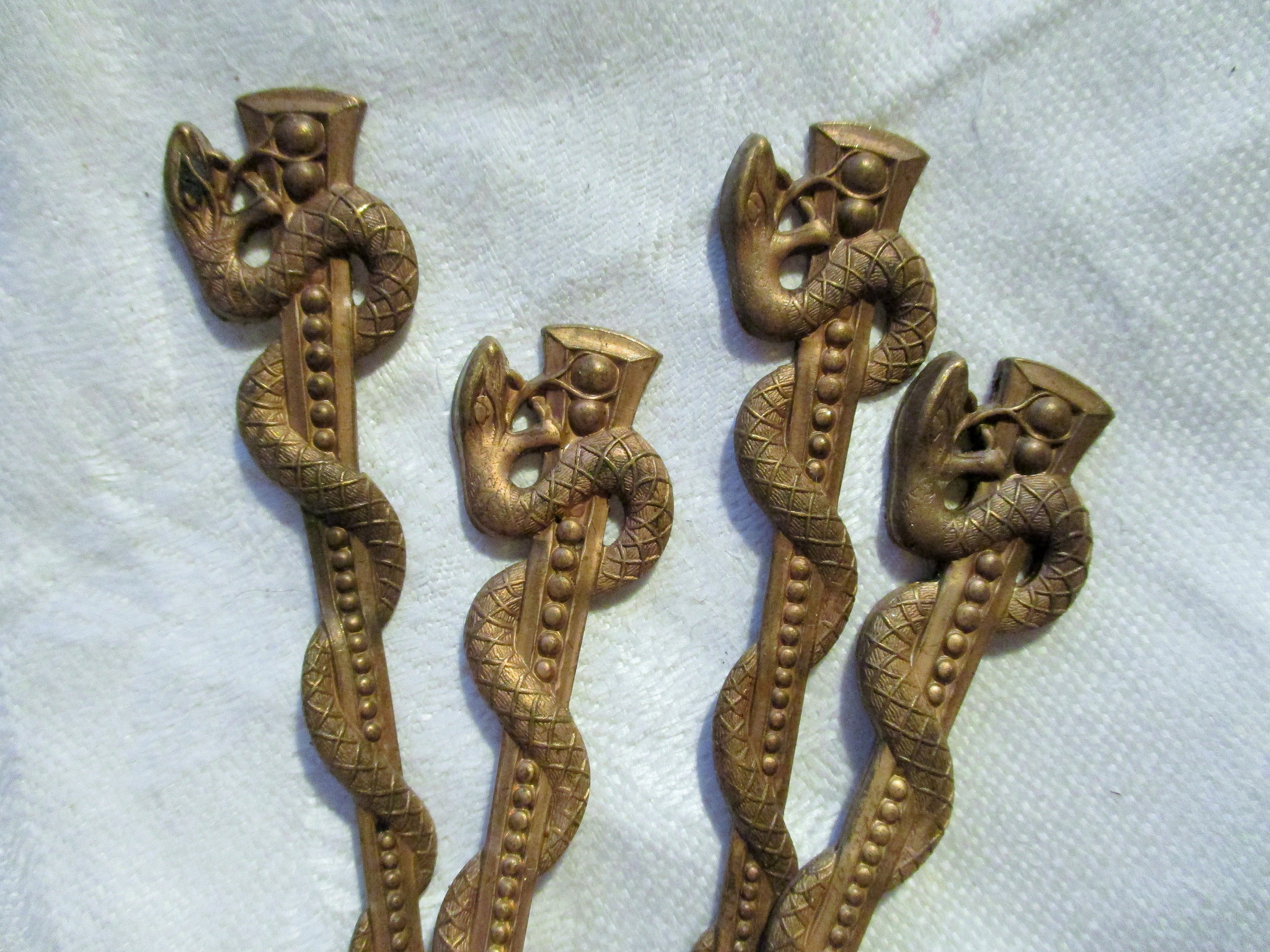 1 Vintage Snake Stamping Asp Coiled Around a Staff Raw Brass Etsy