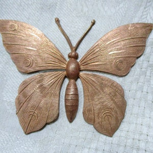 Butterfly/Moth Art Nouveau Stamping, 1950s Vintage Large Ornate Unplated Red Brass Jewelry Finding, Decorative Trim, 3 1/8 x 2 1/2&quot; 1 pc
