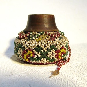 Vintage Small Beaded Clay Pot, 2 1/4 Inch Tall by 3 Inches Wide, Hand Crafted
