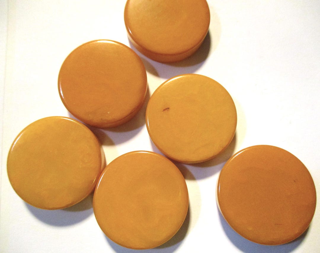 Vintage Medium Dark Peach Bakelite Disk Simichrome Tested, Jewelry ...