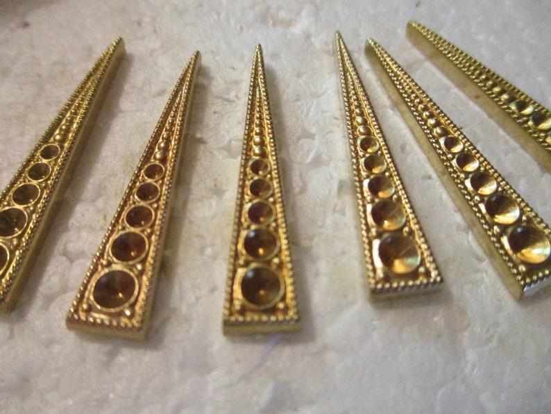 Buy 1 Get 1 Free Vintage Art Deco Die Struck Brass Jewelry Components/5 Setting Spaces, 30mm x 6mm, Studio Stock, 6 Pcs special 12 pieces image 1