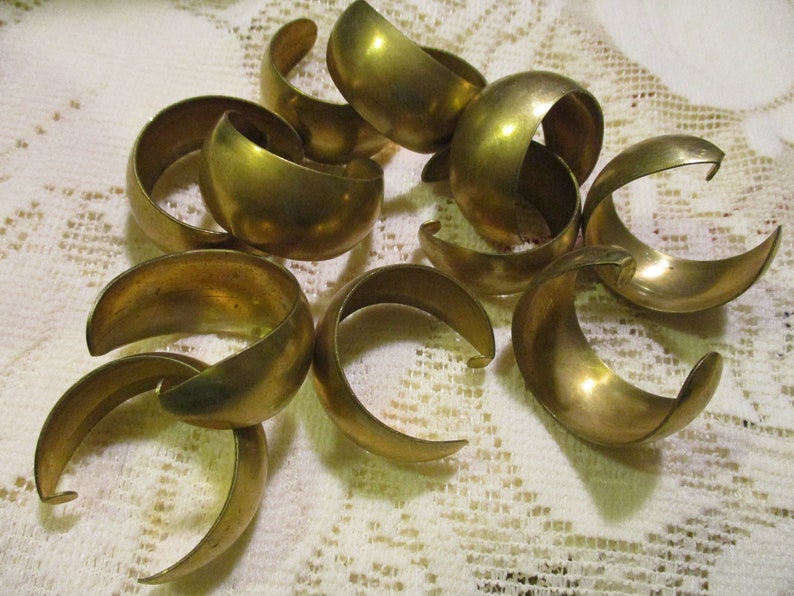 Vintage Earring Hoops Pierced Earring Base Jewelry ComponentFindings 1.5 38mm 1 pr. 1960s Wide Solid Stamped Brass Post Mountings