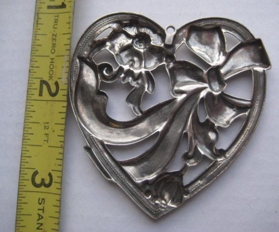 Vintage Art Nouveau Style Heart Pendant/Necklace … - image 5