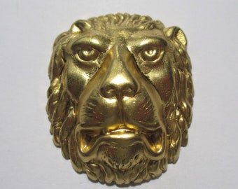 ヴィンテージ刻印入り真鍮ライオンヘッドスタンプ/装飾品/ジュエリー
