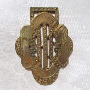 Vintage Original 1930s Authentic Art Deco Component, Avant Garde Heavy Die Struck Unplated Raw Brass Jewelry Finding, 50x38mm, 1 pc.