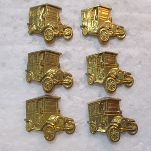 Buy 6 Get 6 Free; Vintage Model-T Delivery Truck Stampings, Die Struck Brass Embellishments/Decorations/Jewelry Components, 21 x 23mm, 6 Pcs