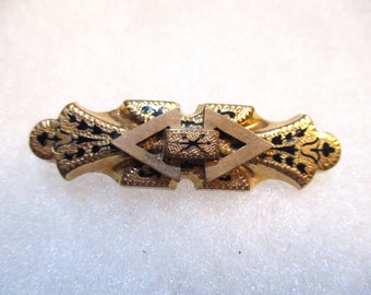 Antiek ca. Authentieke Victoriaanse goudgevulde brochespeld uit 1870-80, Victoriaanse damessieraden, 35 x 12 mm. 1 stuk (CRMI)
