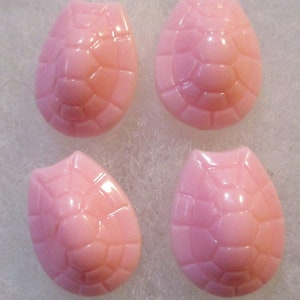 Cabujón vintage en forma de caparazón de tortuga rosa pálido, componente de joyería, material para manualidades, decoración, 16 mm x 12 mm, parte trasera plana, 4 piezas.
