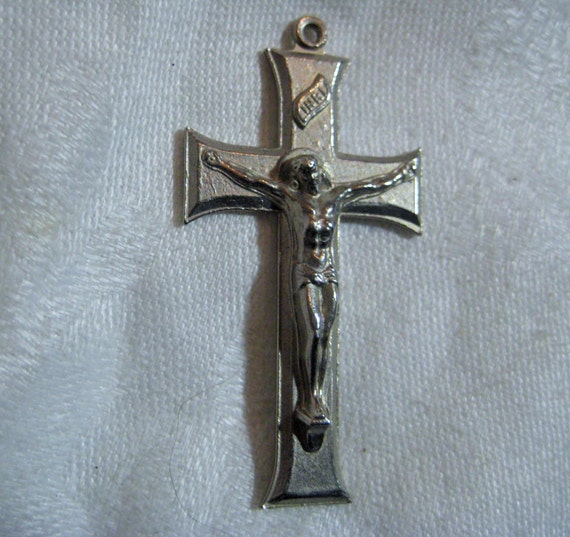 Vintage  Silvertone Pectoral Crucifix Cross, Silv… - image 1