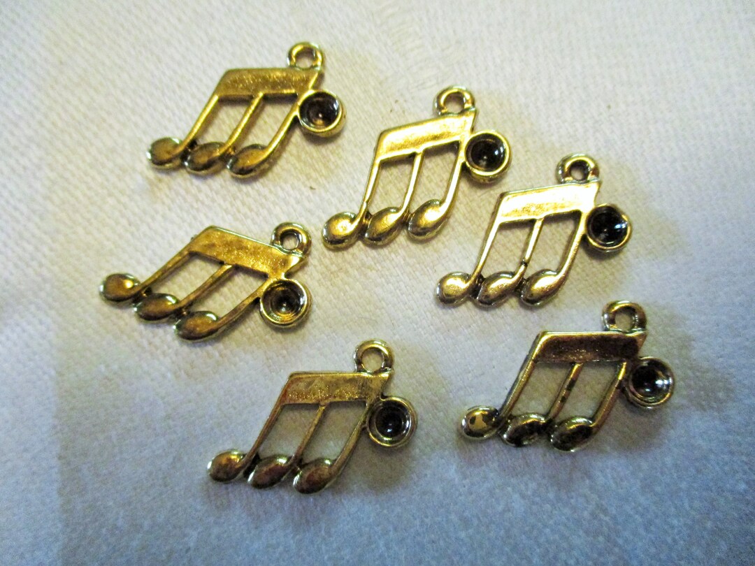 Note Charms Vintage Brass Musical Note Charms/jewelry Components, 4mm Stone Setting ...