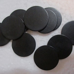 Vintage Black Bakelite Disk, Simichrome Tested, Jewelry/Necklace/Earring Component, Round 25mm, 2mm Thick, No Hole, 1 Pc.