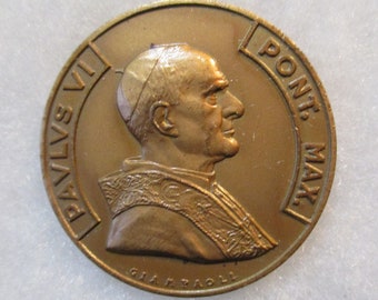 Vintage Pope Paul VI (Paulus VI) (Pavlvs VI), Catholic Press Apostle, Bronze Medal/Token, 36mm, Medal Only No Box. (crmi)