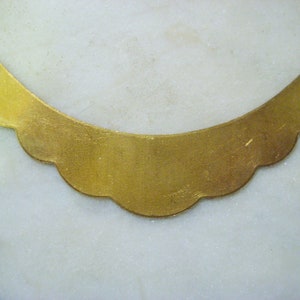 Dapped Crescent Necklace Blank, Large Focal Pendant Base, Scalloped Edge, Raw Unplated Vintage Stamped Brass Jewelry Finding, 5 x 1&quot;, 1 pc.