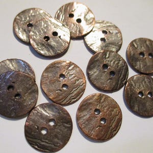Antique Style Rustic Greek Bronze Buttons, Unique Sewing or Craft Supply, 20mm Size, 2 Hole. 12 Buttons