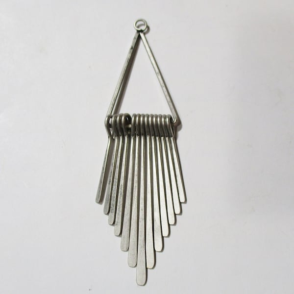 Silver Finished Graduated Paddle Set on Triangle, Earring/Pendant Focal/Drop/Jewelry Component,80x21mm, 1 Piece