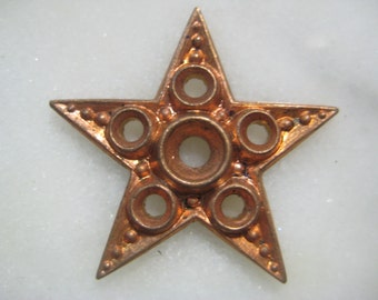 Vintage Brass Star, 1950s Celestial Light of the Sky, Detailed Die Struck Jewelry Finding, Stone Settings, Trim/Embellishment, 27mm, 1 pc