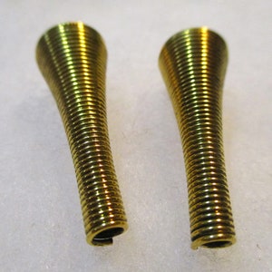 2 Brass Plated Metal Wire Spring Beads, Mod Industrial Style Jewelry Components, 31x11mm, 4mm Hole Size,  1 pair