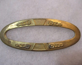 Vintage Stamped Brass Oval Frame Finding/Jewelry Component/Embellishment, Open Center, 74mm by 31mm, 1 Piece