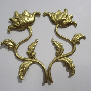 Vintage  Peony Flower Stamping, Art Nouveau Style, Raw Brass Jewelry Component, Embellishment, Decorative Trim, 2&quot; by 2 1/4&quot;, 1 pc