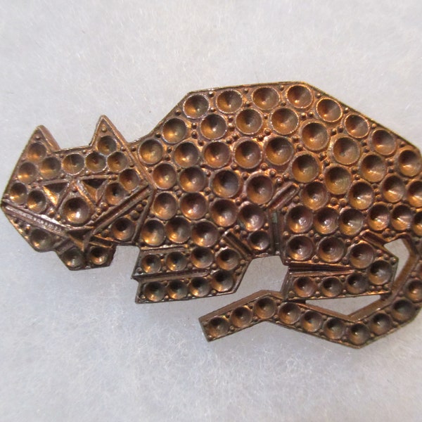 Vintage 1930s Art Deco Cat, Die Struck Stamped Raw Unplated Patina Brass Jewelry Component, Embellishment, 39mm by 23mm, 1 pc.