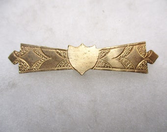 Ladies Antique Victorian Circa 1880's Watch Pin/Locket Pin, Gold Filled Brass, 51mm by 11mm, 1 Pc. (CRMI)