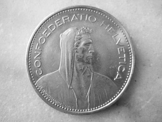 Vintage 1982, 5 Franken Coin, Switzerland, Herdsman/ William Tell