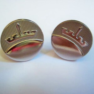 Vintage Cuff Links, estilo de mediados de siglo de 1960, texturizado con corona, marcado &#39;Anson&#39;, joyería de los hombres, hecho en los EE.UU., 18 mm