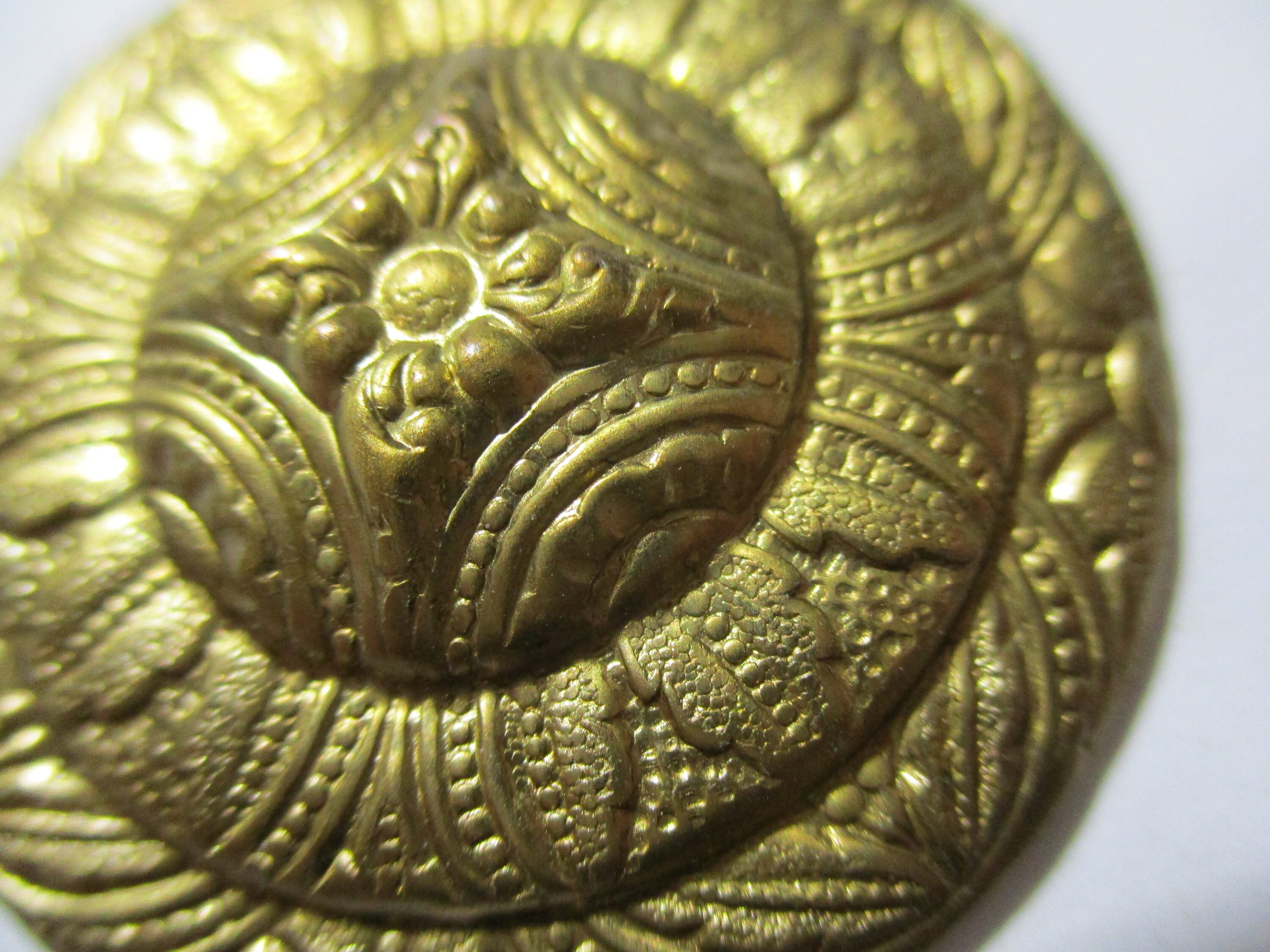Vintage Round Medallion Ornately Detailed Stamped Brass Etsy UK