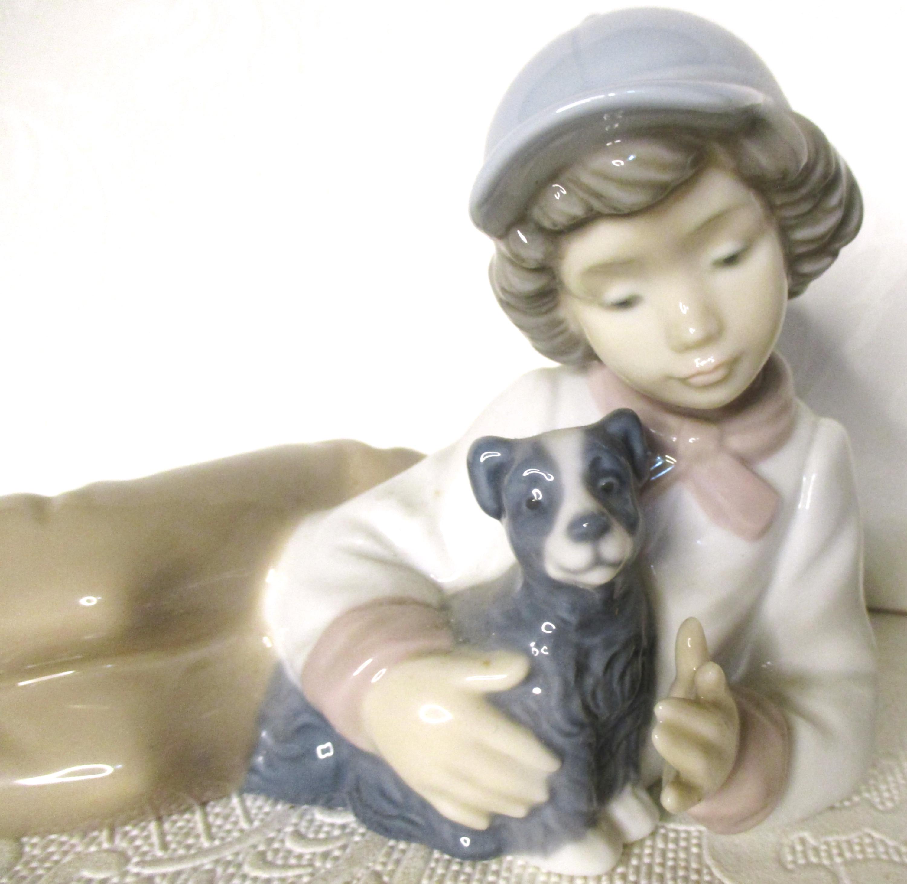 Vintage 1991 Golden Memories by Lladro Daisa Child Laying With Dog