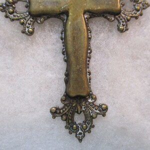 Vintage Antiqued Patina Brass 77mm by 56mm Cross Pendant/Jewelry Component, 1 Piece image 3