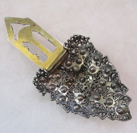 Vintage 1930's Depression Era Gun Metal Filigree … - image 7