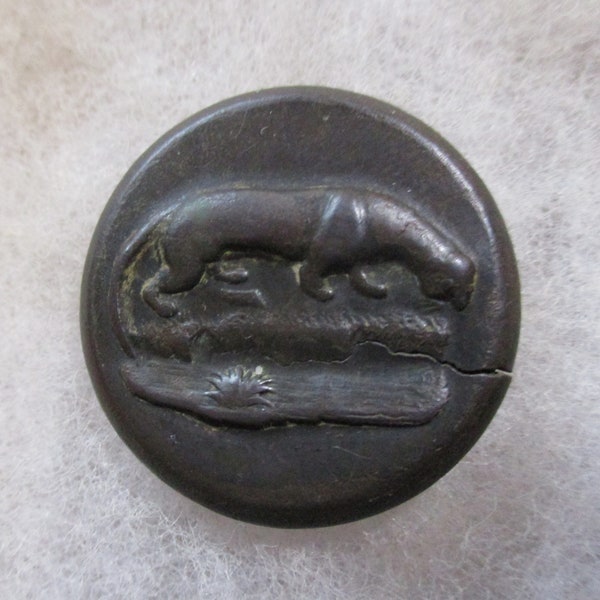 Antique circa 1870's Sporting Jacket/Coat Button w/ Otter, Waterville Mfg. Co. Back Mark, Repurpose/Collect/Mixed Media, 1 As Found Button