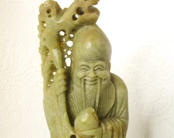 19th Century Soap Stone Carving of Shou Lao, the Chinese God of