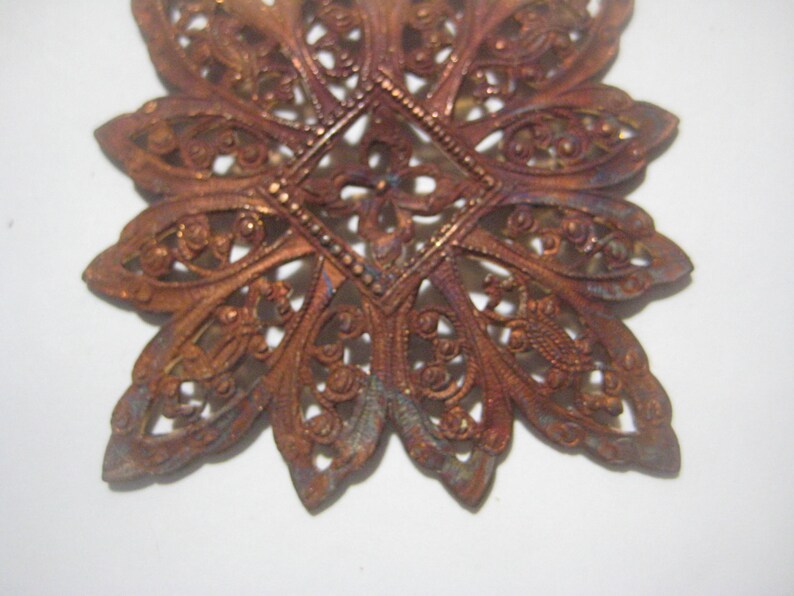 Die Struck Unplated Raw Brass Antique French Filigree 1920s Ornate Dapt FlowerSnowflake 1 pc Old Jewelry ComponentEmbellishment 46mm